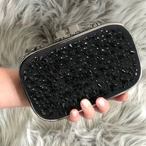 LBedazzled Suede Clutch